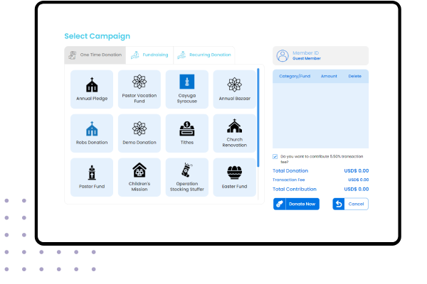 Multiple giving options for donors