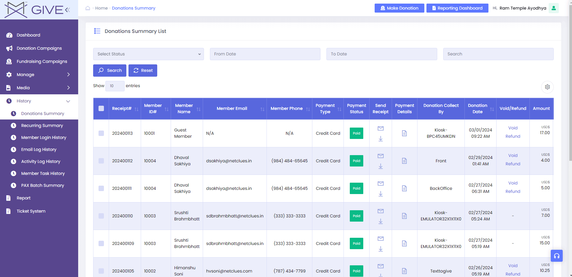 Donation Summary